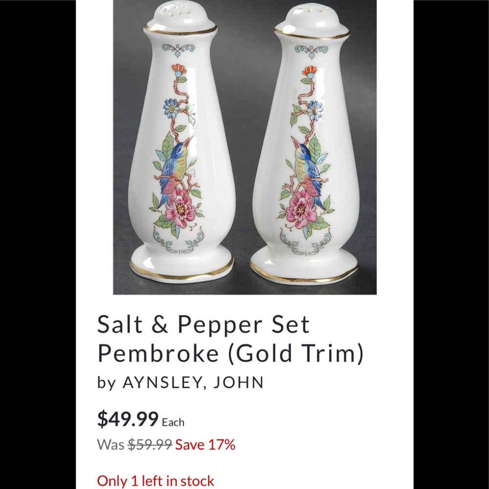 Aynsley Salt and pepper shakers